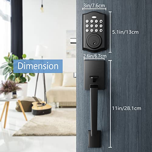 Keyless Entry Door Lock, Abelockand Front Door Lock Set, Electronic Keypad Deadbolt, Keyed Entry, Auto Lock, Door Lock With Handle, Front Door Handle Sets, Anti-Peeking Password Matte Black #TOP5