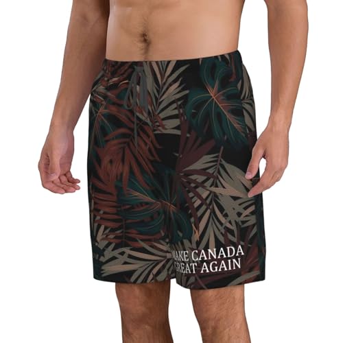 Make Canada Great Again Men's Casual Board Shorts - Elastic Waist Drawstring Swim Trunks Swimwear Bathing Suits,2