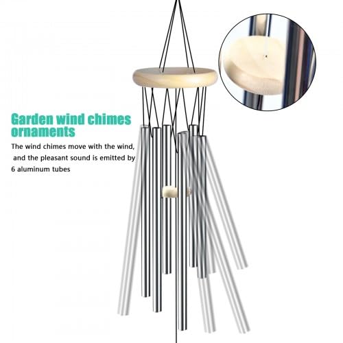 Scacciapensieri argentati, 28 cm, scacciapensieri per esterni e interni, in lega di alluminio e legno di pino con design lunare, scacciapensibili da giardino, terrazza, balcone, calmante