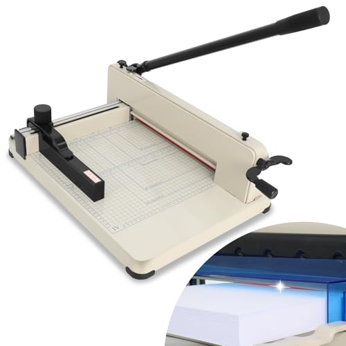 12 inch Heavy Duty Paper Cutter, Industrial 400 Sheet Capacity Steel Paper Trimmer, Commercial Paper Cutter for Office, Print Shop, School Crafting with Dual Safety Lock Protective Cover