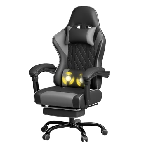 JUMMICO Sedia da gaming, da scrivania con funzione massaggiante, ergonomica,