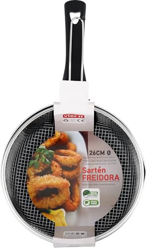 VIER - Poêle profonde friteuse à induction en aluminium antiadhésif Ø 24 cm, cap. 3,30 litres (111 oz), base induction adaptée à tous types de cuisinières, manche ergonomique isolant, bec verseur. – Image 4