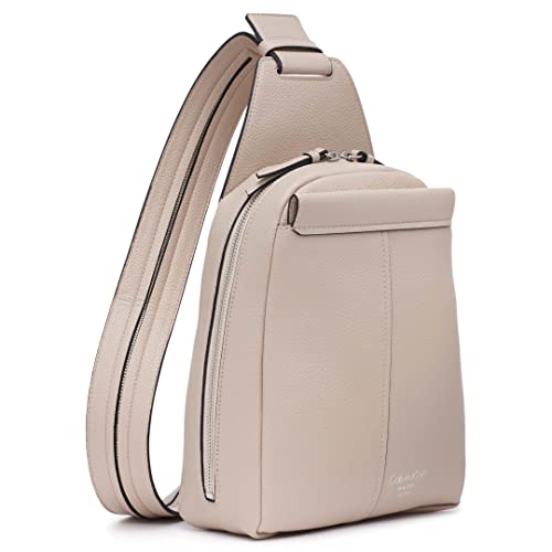 Image of Calvin Klein Women's Myra Backpack for Women - Vegan Leather Convertible Sling Backpack, 2 Pockets, Mushroom, One Size