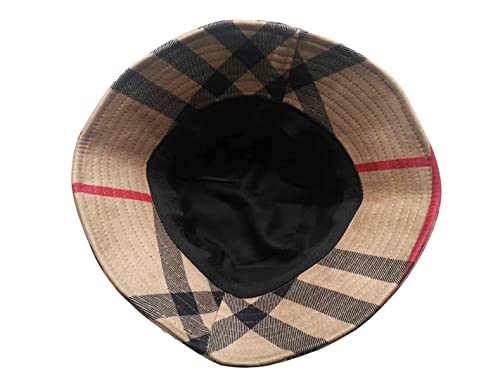 Ruinuo Plaid Bucket Hat Women Soft Sun Hat For Spring Summer Autumn Winter Travel Velvet Tartan Packable Bucket Hats Kaki #TOP5