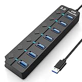 Contrôle individuel de l'alimentation : ce hub USB est livré avec 7 interrupteurs marche/arrêt individuels, vous permettant de contrôler chaque port facilement. Les voyants LED indiquent les connexions actives, tandis que la protection intégrée contre les surintensités protège vos appareils contre les dommages.