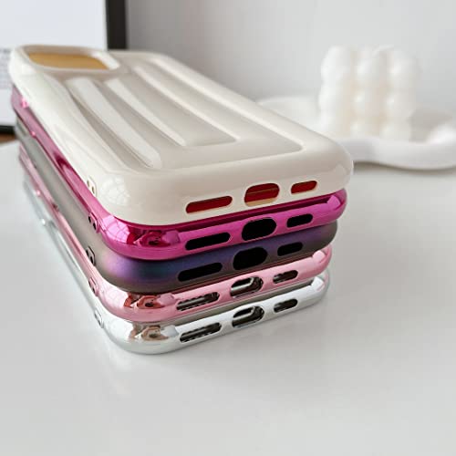 Xizyo For Iphone 13 Pro Max Case 6.7 Inch, Cute 3D Striped Pattern Phone Case Soft Silicone Case For Women Girls Boys Luxury Plated Glossy Shockproof Air Cushion Back Cover, Silver #TOP5