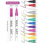 12 Color 3D Nail Art Pens Set, Kalolary Nail Polish Pens Nail Point Graffiti Dotting Pen Drawing Painting Liner Brush for DIY Nail Art Beauty Adorn Manicure Tools(A) - Image 2