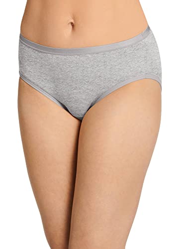 Jockey Women's Underwear Worry Free Cotton Stretch Moderate Absorbency Hipster, Grey Heather, L