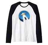 cow snatch! vintage funny distressed ufo flying saucer maglia con maniche raglan