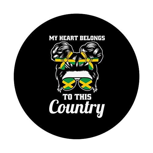My heart belongs to this country Jamaican PopSockets Swappable PopGrip, Black - Image 3