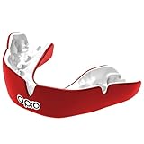 OPRO Instant Custom-Fit Mouth Guard, Dentist-Level Comfort, Protection & Fit - Moldable Mouthguard for Football, Boxing, Rugby, MMA, BJJ, UFC Mouth Piece- Includes Mouth Guard Case (Red/White, Adult)