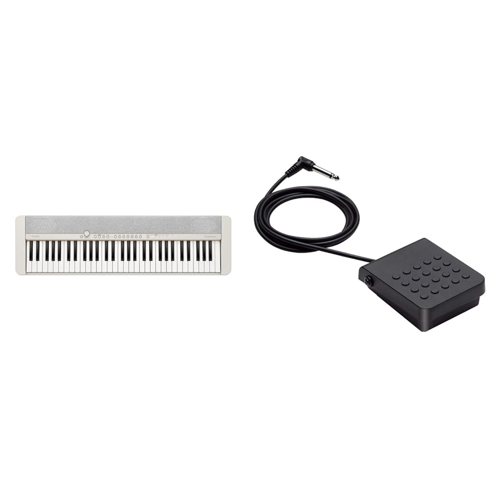 Casio CT-S1WE CASIOTONE Piano-Keyboard mit 61 anschlagdynamischen Tasten, weiß & SP-3 Sustain Pedal