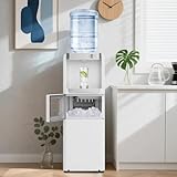 MOMOKOVA 4 in 1 Water Cooler Dispenser with Ice Maker, Hot & Cold Water Dispenser for Home & Office, 33lbs/24H Bullet Ice, Top Loading 3-5 Gallon, Child Safety Lock, Ice Ready in 7 Min (White)
