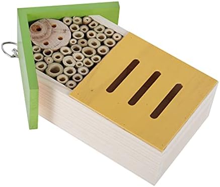 Nwvuop Wooden Insect & Bee Hotel Bug House for Garden Hanging Bug Hotel for Mason Bees Butterfly Ladybirds Lacewings Orange Color