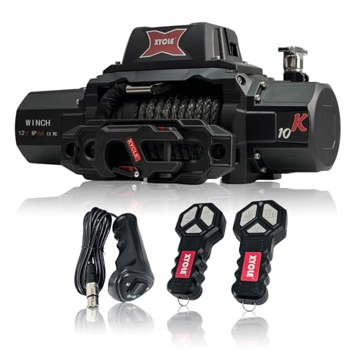 XYCLE 10000lbs Electric Winch 12V IP68waterproof Off-Road Vehicle Rescue winchs with2wireless Remote Controls and1/2