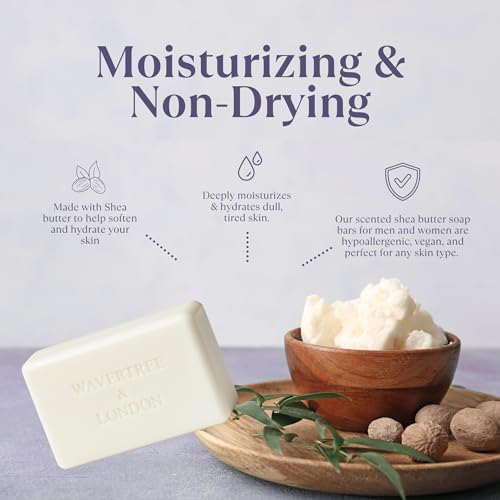 Image of Wavertree & London Flower Market Scented Natural Soap (2 Bars), 7oz Moisturizing French Triple Milled Soap Bars enriched with shea butter - Pure Plant Based Bath & Body Bars for All Skin Types