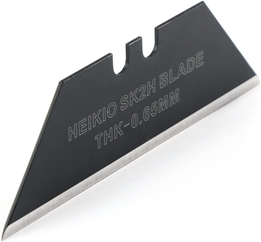 Utility Knife Blades by HEIKIO, Pack of 10 Standard Replacement Blades for Heavy Duty Utility Knives and Box Cutters, Made of Black Carbon Steel, Thicker and Sharper than Normal Silver Blades : Tools & Home Improvement