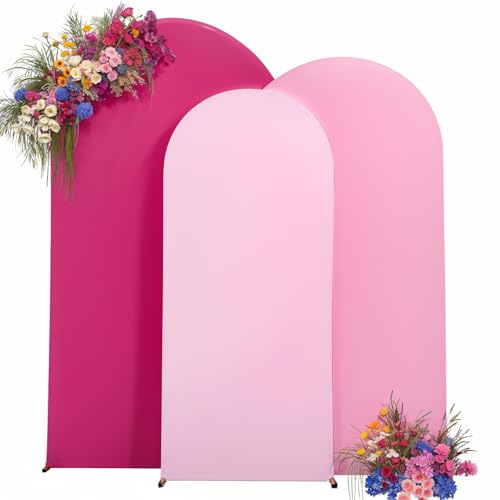 Pink Arch Backdrop Cover Set of 3 Wedding Arch Covers Stretchy Backdrop 7.2FT 6.6FT 6FT Decorations Baby Shower Bridal Shower Photo Birthday Party Hot Pink Arch Stand Cover Spandex