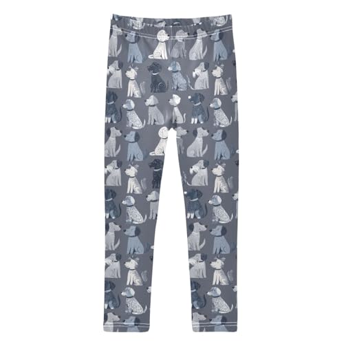 Girls Leggings Soft Toddler Ankle Length Bottoms Doodle Dogs Kids Dance Yoga Pants 4-10 Years