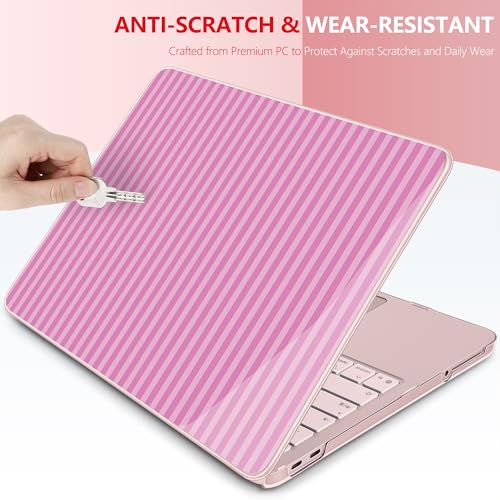 DONGKE for MacBook Neo 13 Inch Case 2026 (Model A3404, A18 Pro chip), Stylish Pattern Protective Hard Shell with Screen Protector, Keyboard Cover & USB-C Adapter - Pink Stripes by DONGKE - Used condition - Image 6