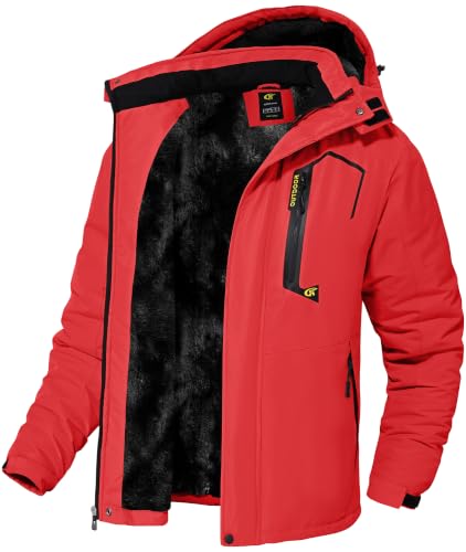 Image of QPNGRP Mens Waterproof Fleece Ski Jacket Windproof Winter Snow Coat