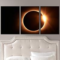 3 Piece Framed Canvas Wall Art Solar Eclipse Canvas Prints Home Artwork Decoration for Living Room,Bedroom - 16
