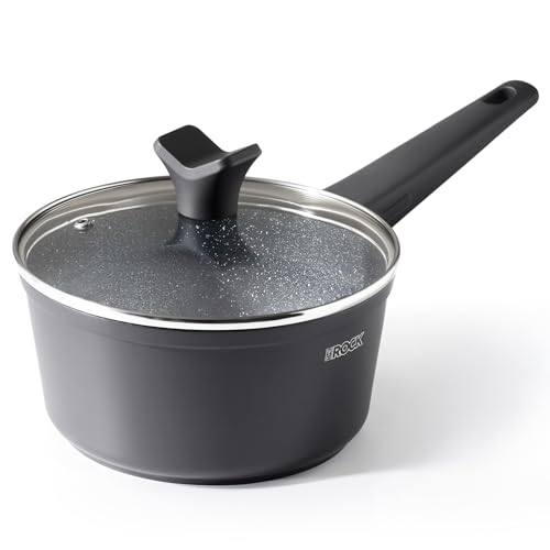 THE ROCK SOHO Nonstick Saucepan with Lid, 1.9 Quarts Small Pot with PPG Quantum2 Coating – Durable for Urban Kitchens, Nothing Sticks, Never Warps, Lasts Longer, Induction Compatible, PFOA-Free, Black