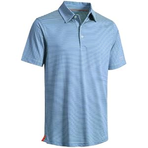 Men's Golf Polo Shirts Short Sleeve Striped Performance Moisture Wicking Dry Fit Golf Shirts for Men