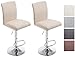 CLP 2er Set Barhocker Köln Mit Stoffbezug I Barstuhl Mit Lehne Und Fußstütze I Höhenverstellbarer Tresenhocker, Farbe:Creme