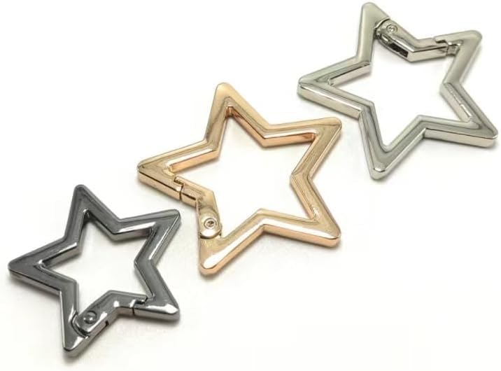 Silver Star Shaped Stainless Steel Keychain Clip Carabiners Snap Hook Holder Star Carabiners Hook Clip Key Holder Carabiner Clip for Keys and Wallet with Key Chain Rings,Accessory,Keyrings and Charms