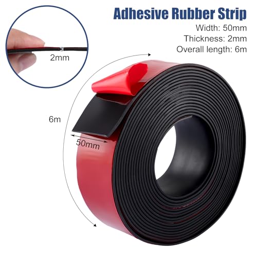FWEEK Gummistreifen Selbstklebend, 6m×50mm×2mm, Neoprenmatten Gummiplatten, Vollgummi Gummiprofil, Vollgummiprofile für Abdichtung, DIY, Bodenschutz, Stoßdämpfung, Anti-Rutsch