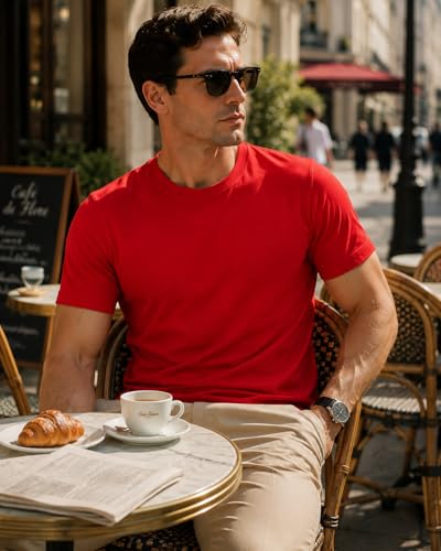 Image of Men's 100% Cotton Crew Neck T-Shirt, Regular Fit