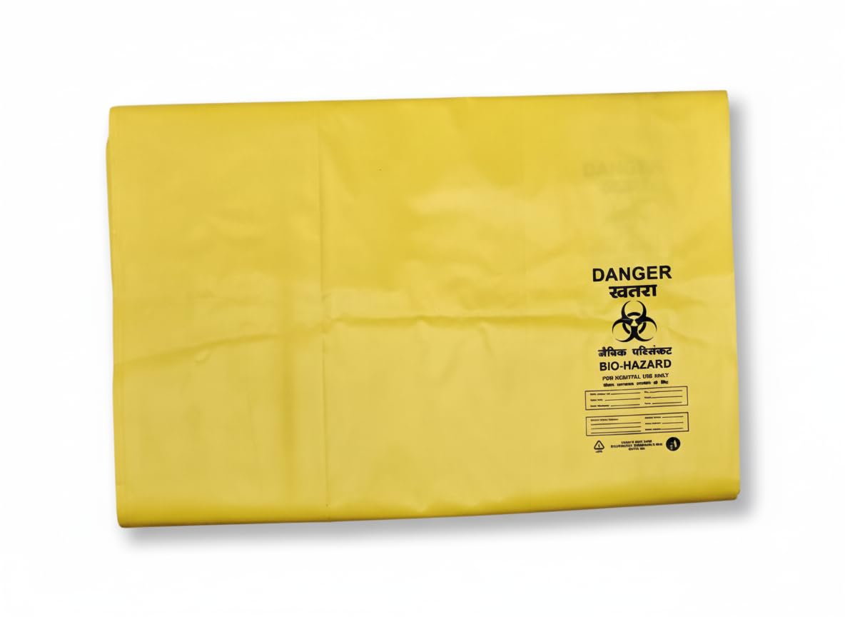 HEAN Bio Hazard Waste Disposal Bags, 20x24 inch, 75 Micron, Bio Medical Garbage Bags (Yellow - 10)-image-11