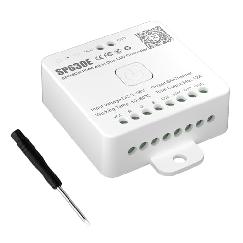 PAUTIX 12-in-1 Bluetooth LED Music Controller Addressable SP630E,Full Color Controller iOS/Andriod App Control Support Almost All LED Strip Lights CCT/RGB/RGBW/WW/RGBCCT,Matrix Panel(Without Battery)