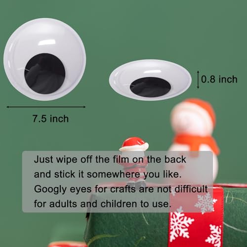 happylain 7.5 inch Giant Googly Wiggle Eyes with Self Adhesive, Large Eyes 2 Pack for Christmas Tree Party Decorations