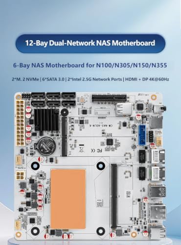 12 Gen Mini ITX NAS Motherboard Onboard N100/N305/N150/N355, 2×I226-V 2.5G NIC, 6 SATA 3.0, Dual NVMe M.2, PCIe Expansion Slot, Support Virtual Machine Soft Router — view 3