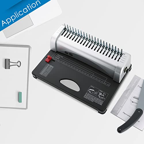 Flkqc Binding Machine | 21 Holes Punch Binding Comb Machine, 450 Sheets, Paper Punch Binder With Starter Kit 100 Pcs 3/8'' Pvc Comb Bindings For Letter Size, A4, A5 Or Smaller Sizes Office Documents #TOP6