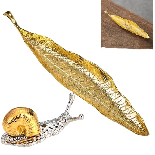 Porta-Inciensos,Quemador de Incienso,Insertos de Incienso,Soporte Incienso Varilla de Metal,Soporte de Incienso en Forma de Hoja,para decoración del hogar,Regalo Artesanal