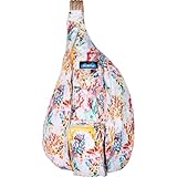 KAVU Original Rope Sling Pack with Adjustable Rope Shoulder Strap, Floral Coral