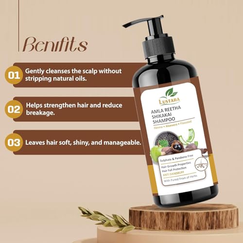 Image of Natural Amla Reetha Shikakai Hair Growth Shampoo | Herbal Shampoo For Hair Fall Control & Dandruff Care | Sulphate & Paraben Free | All Hair Types | Unisex (Each = 250 ML)(Pack 2)