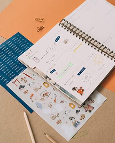 Kokonote Japanese Art Diary 2023 | Big Size 8.3 x 9.8 inch - 21 x 25 cm | Academic Diary Week To View | With Stickers | Cute Stationery | 2023 Diary