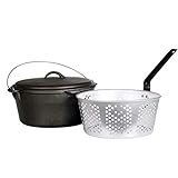 Cajun Classic 9-Quart Seasoned Cast Iron Dutch Oven With Fry Basket - GL10488AS