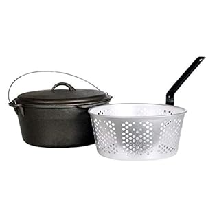 Cajun Classic 9-Quart Seasoned Cast Iron Dutch Oven With Fry Basket – GL10488AS