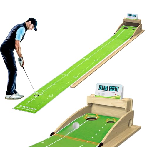 Premium Smart Putting Green Indoor Mat - Putt Counter & Dual-Hole Training, Advanced Stats, Non-Slip...
