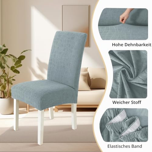 Ystyle Stretch Stuhlhussen 6er Set, Stuhlbezug Elastischer, Grau Blau – Ansicht 5