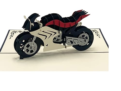 design3dkarten® Biglietto pop-up moto – macchina da corsa come biglietto di auguri per motociclisti o patente di guida per motociclisti