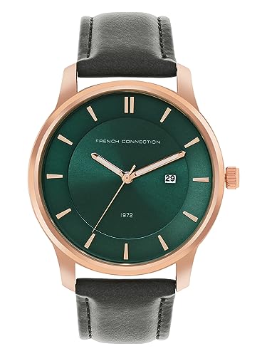 French Connection Leather Spring-Summer 2023 Analog Green Dial Mens Watch-Fcn00057F, Band_Black (B0C6GY47V6) Amazon Price History, Amazon Price Tracker