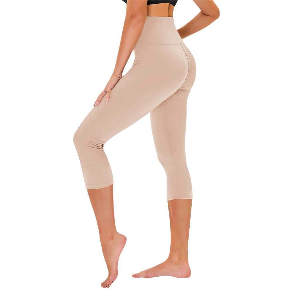 TNNZEET Capri Leggings for Women - Tummy Control High Waisted Soft Yoga Pants for Gym Workout