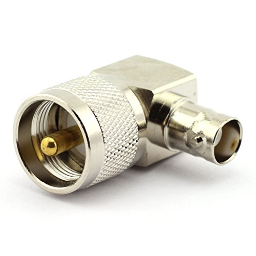DGZZI 2-Pack UHF Male to BNC Female RF Coaxial Adapter UHF to BNC Right Angle Coax Jack Connector