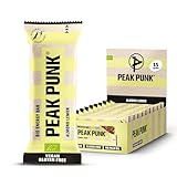 PEAK PUNK Bio Energy Bar Almond Lemon, 15 x 38 g - Veganer Fruchtriegel aus Datteln & Cashews - Mandeln, Mandelbutter & Zitronenöl - glutenfrei, laktosefrei & ohne Palmöl - Made in EU